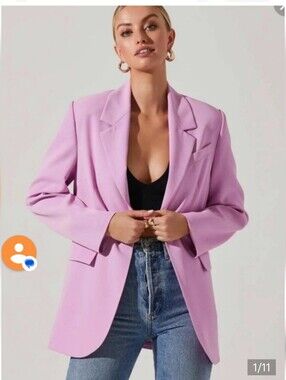 ASTR the Label Women's Lilac Blazer Jacket-oversized Cut Size Xl